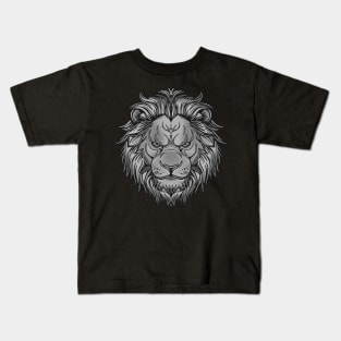 Black and white lion with mane Kids T-Shirt